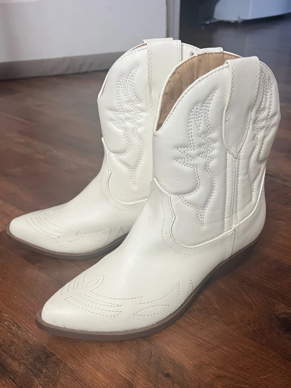 Soda White Western Ankle Boots - Pointed Toe